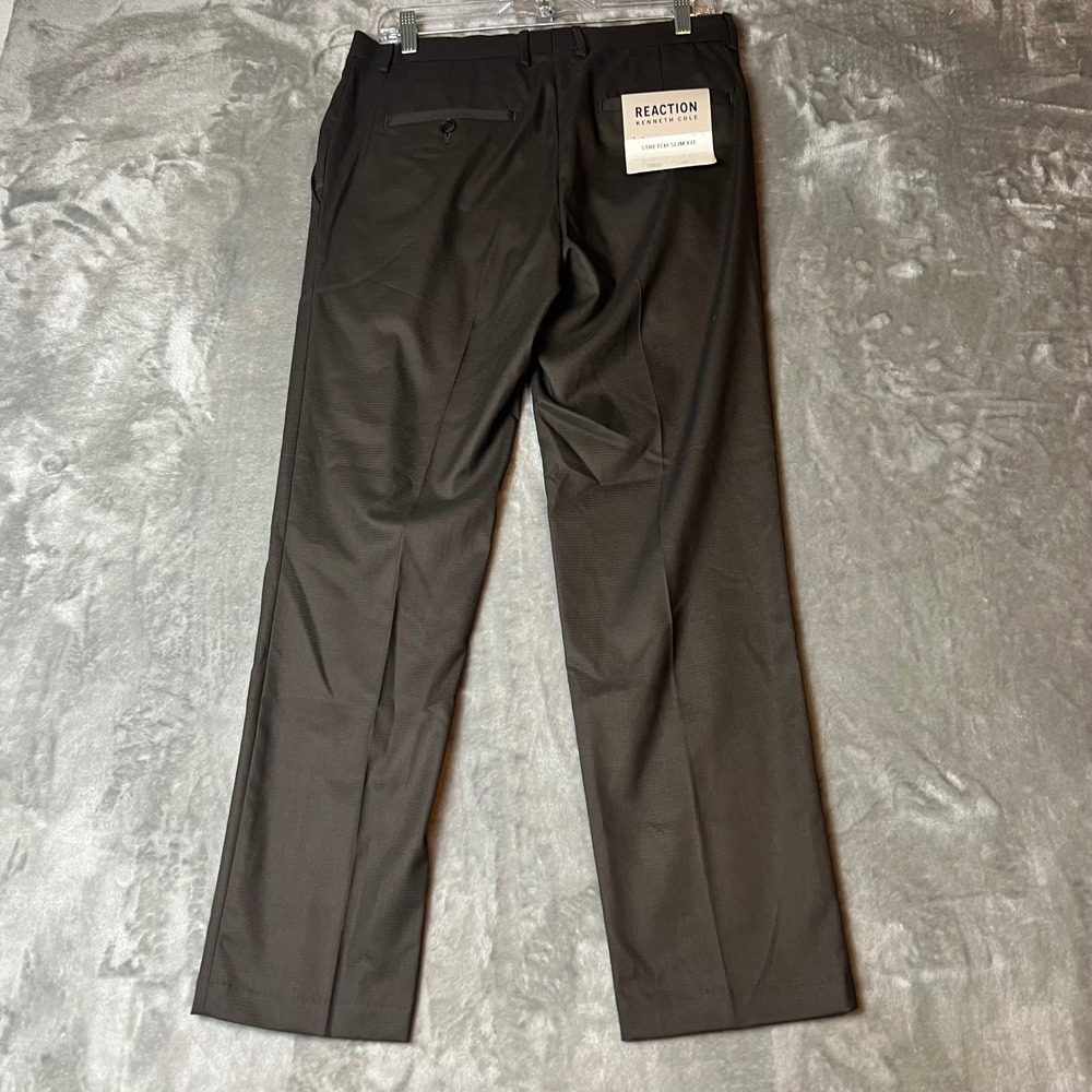 REACTION KENNETH COLE Mens Stretch Slim Fit Dress Pants 32W 29L Brown NWT - Picture 3 of 5